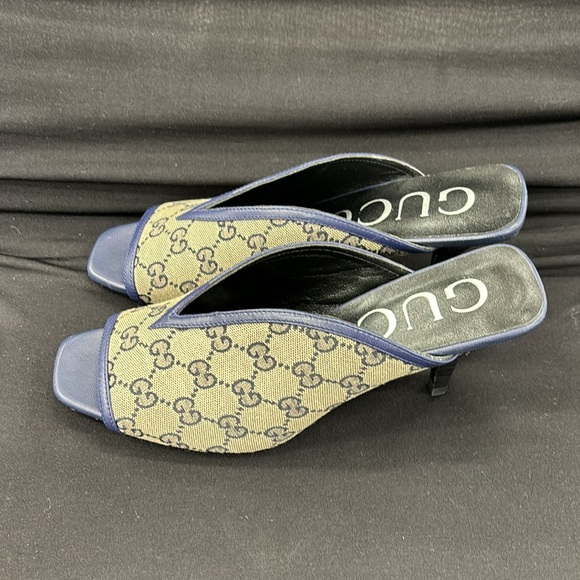 Gucci 2022 Supreme Crystal GG Monogram Heeled Mules, size 39 new without tags. - Picture 2 of 10